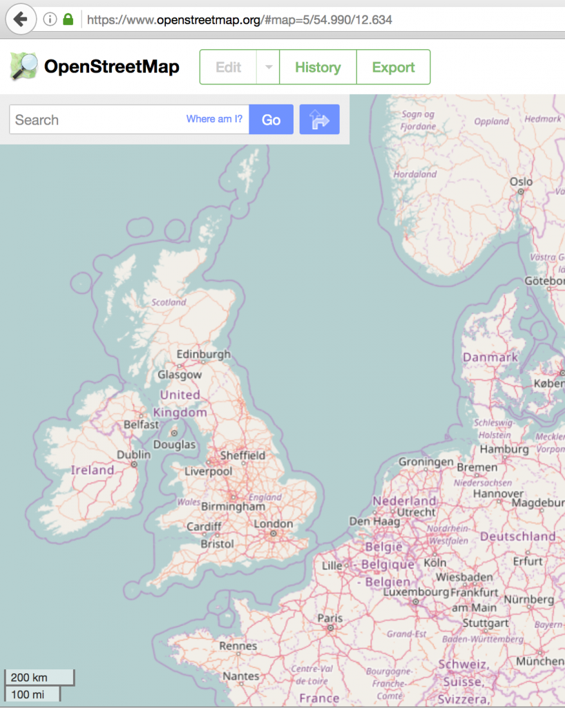 Screen shot of the Open Street Map.